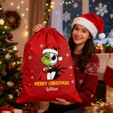 Personalised Christmas drawstring gift bag - customisable with name