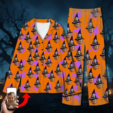 Personalized Witch Family Pajamas – Halloween Sleepwear with Witch Print & Hats
