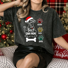 Personalized Best Dog Mom Christmas T-Shirt with Pet Names Personalized Best Dog Mom Christmas T-Shirt with Pet Names