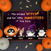 Personalized Monster Cat Welcome Mat – Custom Pet Name & Home Guard