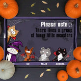 Personalized Halloween Cat Welcome Mat – Custom Kitty Portrait & Accessories