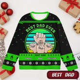 Custom Dad Christmas Ugly Sweater – Best Fist Bump with Kids, Personalized Holiday Sweatshirt, Perfect Christmas Gift for Fathers