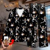 Custom Skeleton Family Halloween Pajamas – Personalized BOO Pumpkin Sleepwear