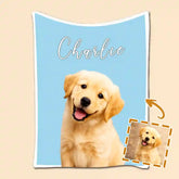 Custom Pet Photo Blanket – Personalized Flannel Throw with Dog’s Name, Perfect Gift for Pet Lovers