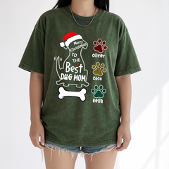 Personalized Best Dog Mom Christmas T-Shirt with Pet Names Personalized Best Dog Mom Christmas T-Shirt with Pet Names