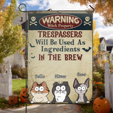 Halloween Garden Flag for Cat Lovers – Personalized Cat Banner with Custom Names