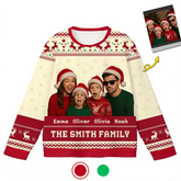 Custom Family Christmas Ugly Sweater – Personalized Holiday Sweatshirt with Funny Faces & Names