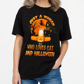 Just A Woman Who Loves Cats And Halloween - Personalized T-shirts, Sweatshirts & Hoodies
