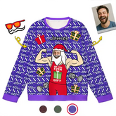 Custom Muscle Santa Christmas Ugly Sweater – Personalized Funny Holiday Sweatshirt with Photo