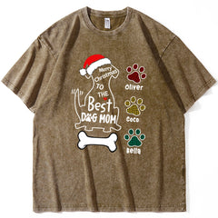 Personalized Best Dog Mom Christmas T-Shirt with Pet Names Personalized Best Dog Mom Christmas T-Shirt with Pet Names