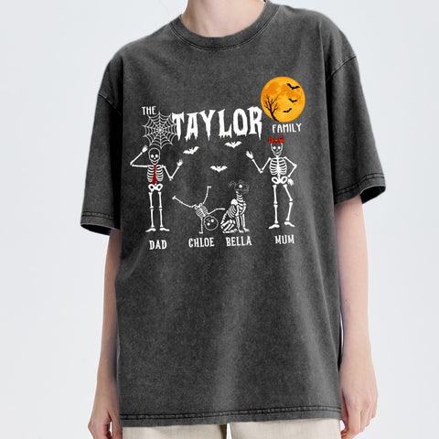 Personalized Skeleton Family Halloween Shirts – Custom Names & Add Last Name