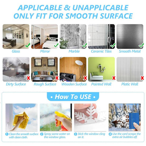 Christmas Window Clings 135Pcs – Snowflakes Static Stickers for Xmas Decor