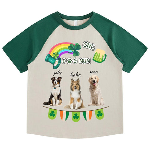 Camiseta personalizada con foto de perro y trébol para el Día de San Patricio