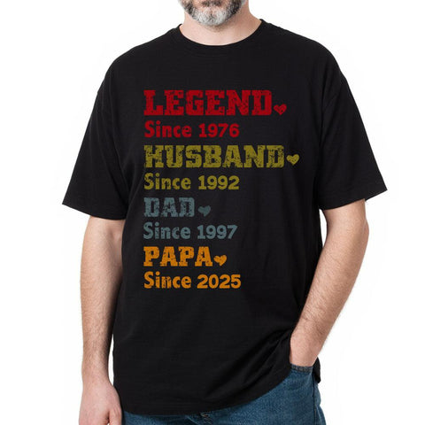 T-shirt unisexe personnalisé « Mari, papa, grand-père » - Cadeau d'anniversaire pour papa, grand-père, fête des pères 