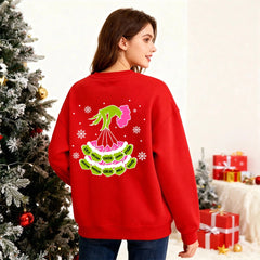 Custom Grinch Mom Christmas Sweatshirt with Kids’ Names – Double-Sided Design