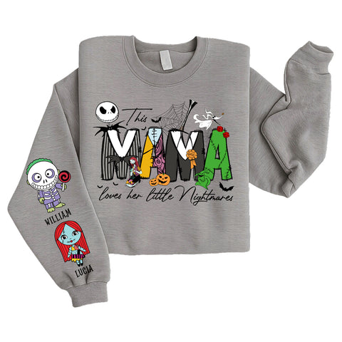 Customize this mom love her nightmare sweatshirt, personalized Halloween sweater, Halloween gift