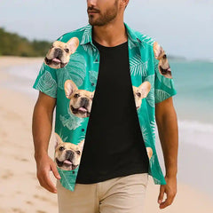 Camisa hawaiana con estampado personalizado: con tu mascota, pareja o tú mismo