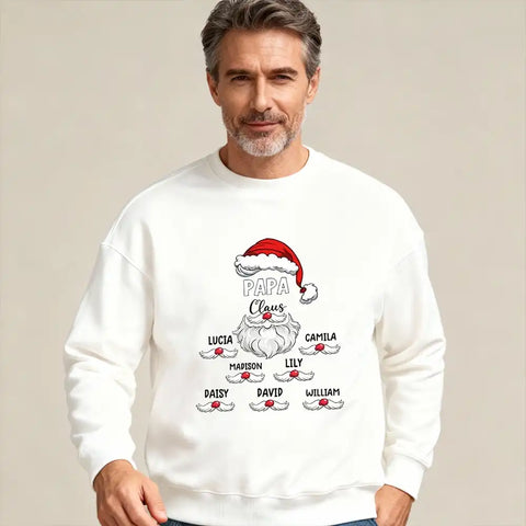 Personalized Santa Claus family Christmas T-shirts、sweatshirts and hoodies – edit grandchildren's names.