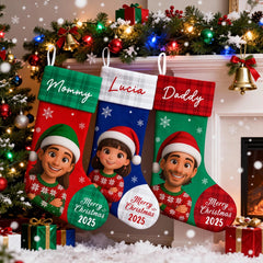 Personalized Photo Christmas Stockings - Christmas Gifts for Mom, Dad, Siblings, Kids