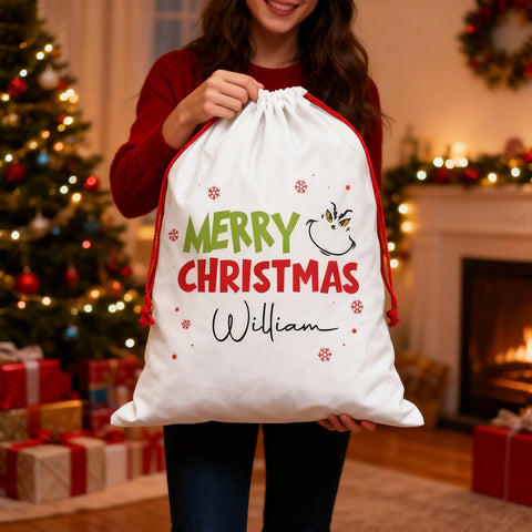 Personalized Christmas Gift Bag with Name | Custom Holiday Gift Bag