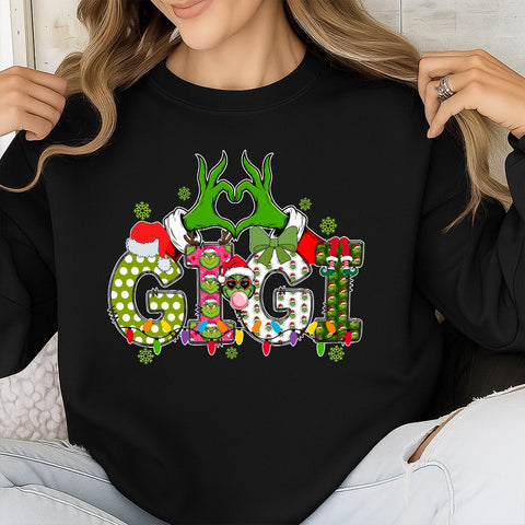 Custom Grinch Grandma Christmas Shirt、 Sweatshirt 、 Hoodie with Grandkids’ Names