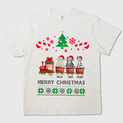 Custom Christmas pet t-shirts, sweatshirts, hoodies - choose cat breed, expression, and name