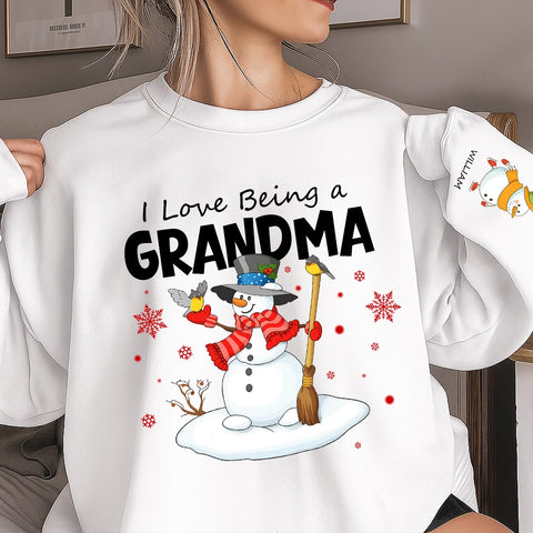 I Love Being a Grandma - Personalized Christmas T-shirts, sweatshirts, and hoodies with your grandchildren's names