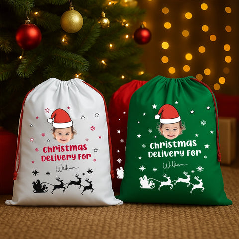 Custom Christmas Gift Bag with Photo and Name