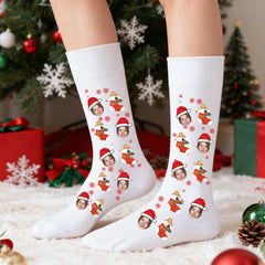 Custom Photo Christmas Socks with Color Options