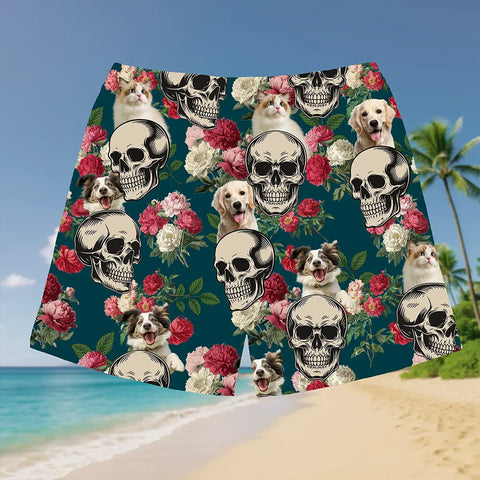 Custom Pet Photo Hawaiian Shorts – Personalized Beachwear for Pet Lovers