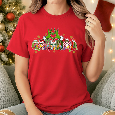 Custom Grinch Grandma Christmas Shirt、 Sweatshirt 、 Hoodie with Grandkids’ Names