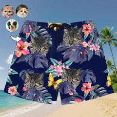 Pantalones cortos hawaianos personalizados con cara de mascota: hechos para el sol y la diversión