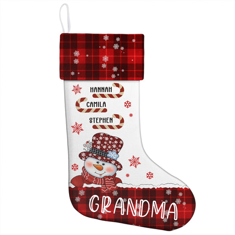 Snowman Nana Children's Candy Cane - Personalized Christmas Stockings, Christmas Gifts for Grandma, Mom and Family