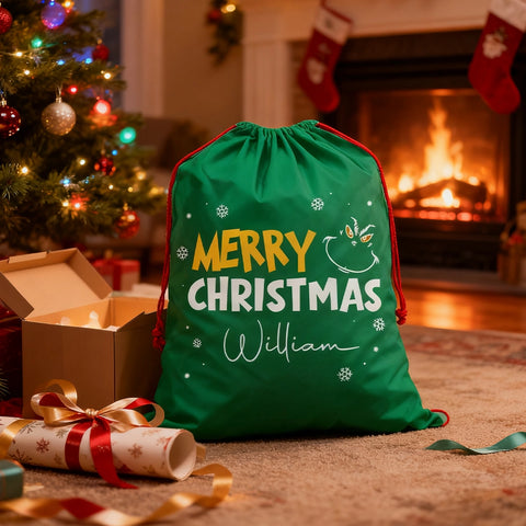 Personalized Christmas Gift Bag with Name | Custom Holiday Gift Bag