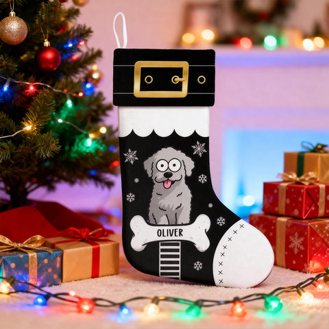 Custom Pet Christmas Stockings - Cartoon Dog Pattern Gifts