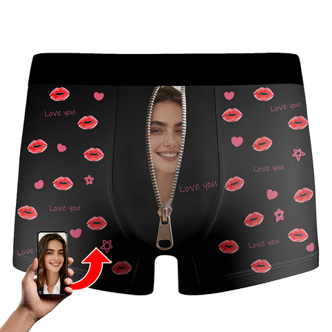 Personalized Face Boxer Shorts with Zipper Print – Funny Custom Underwear for Him