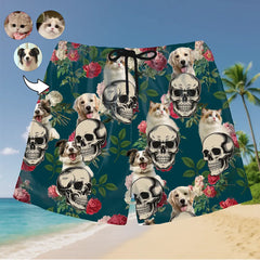 Pantalones cortos hawaianos con foto de mascota personalizada: ropa de playa personalizada para amantes de las mascotas