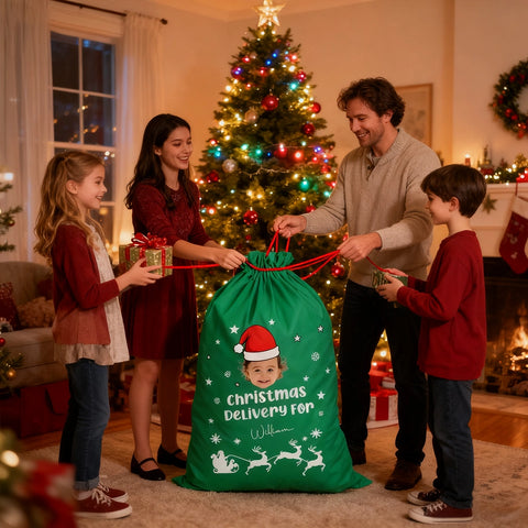 Custom Christmas Gift Bag with Photo and Name