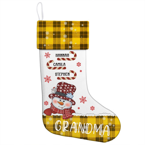 Snowman Nana Children's Candy Cane - Personalized Christmas Stockings, Christmas Gifts for Grandma, Mom and Family