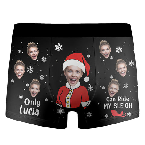 Custom Photo Funny Christmas Boxer Briefs Personalized Men's Underwear Gift
