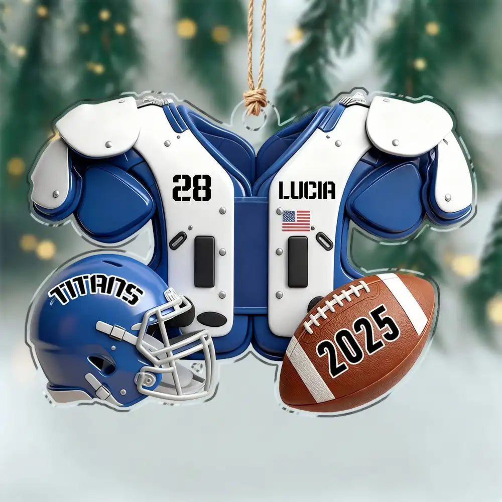 Custom Name Football American Christmas Personalized Acrylic Ornament