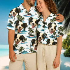 Camisa hawaiana con foto de mascota - Camisa unisex personalizada para vacaciones 