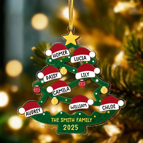 Personalized acrylic Christmas tree ornaments for home decoration.