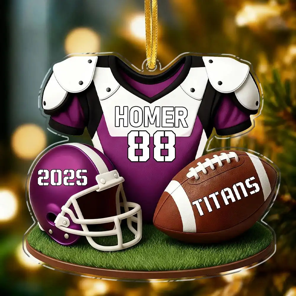 Personalized  American football acrylic Christmas decorations