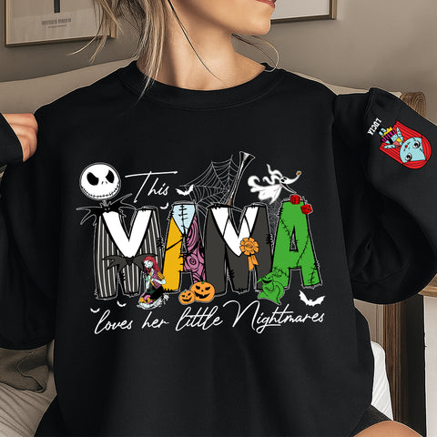 Customize this mom love her nightmare sweatshirt, personalized Halloween sweater, Halloween gift