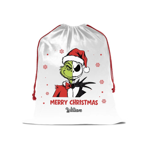 Personalised Christmas drawstring gift bag - customisable with name
