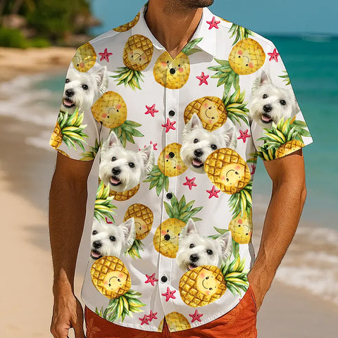 Camisa hawaiana con la cara de tu mascota: ¡lista para las vacaciones! 