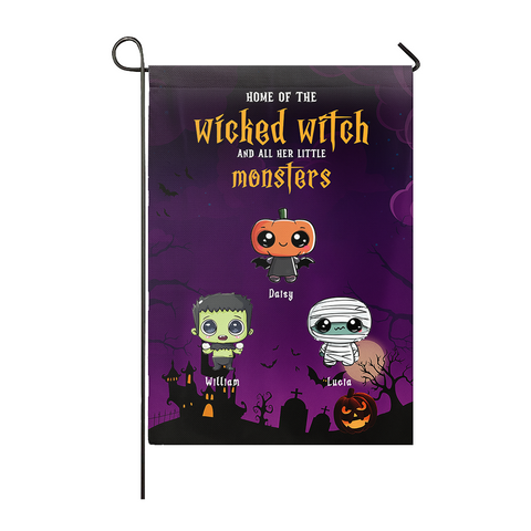 Personalized Halloween Flag – Cute Monster Family Banner with Custom Names