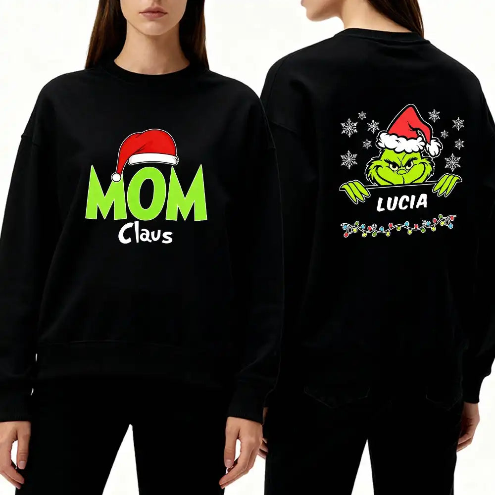Personalized Grinch Mom Claus Christmas Sweatshirt-05