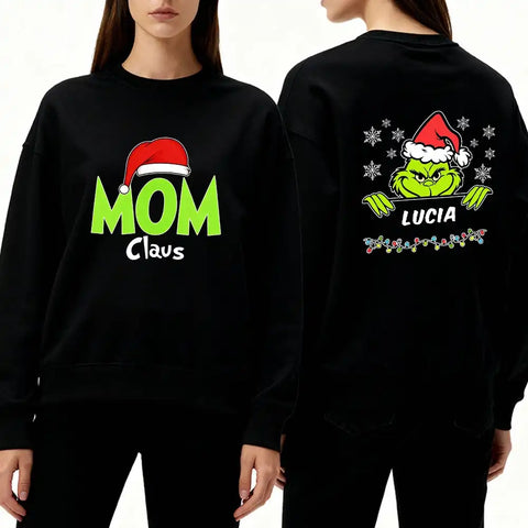 Personalized Grinch Mom Claus Christmas Sweatshirt-05